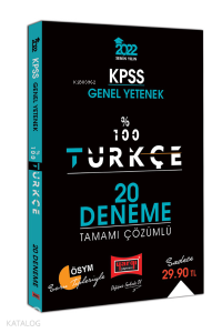 2022 KPSS Genel Yetenek %100 Türkçe Tamamı Çözümlü 20 Deneme
