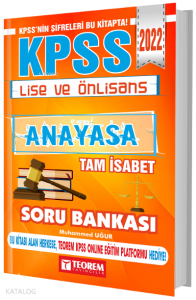 2022 KPSS Lise Ön Lisans Anayasa Tam İsabet Soru Bankası