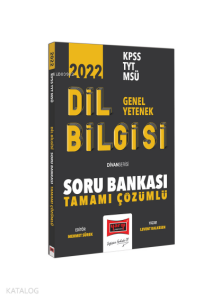 2022 KPSS TYT MSÜ Genel Yetenek Tamamı Çözümlü Divan-ı Dil Bilgisi Soru Bankası