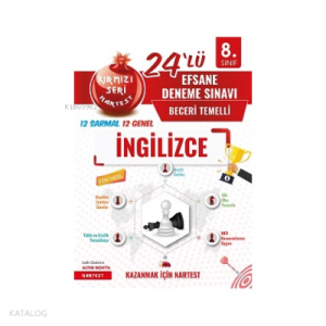 8. Sınıf Kırmızı Nar Efsane İngilizce 24 Deneme Sınavı  (12 Sarmal + 12 Genel)