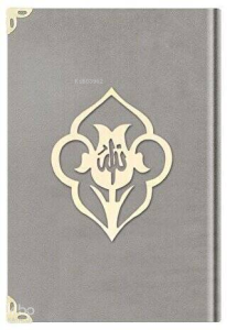 Çanta Boy Kadife Kuran-ı Kerim Açık Gri, Güllü, Mühürlü - 1005 Açık Gri