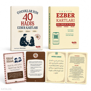 Ezber Kartları Seti;1 - Çocuklar İçin 40 Hadis - 2 - Kısa Sureler ve Dualar