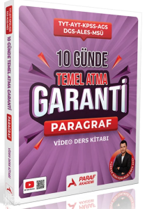 Paraf Akademi TYT AYT KPSS AGS DGS ALES MSÜ 10 Günde Temel Atma Garanti Paragraf Video Ders Kitabı