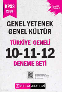 Pegem Akademi 2026 KPSS Genel Yetenek Genel Kültür Tamamı Çözümlü Türkiye Geneli 10-11-12 ( 3'lü Deneme Seti )