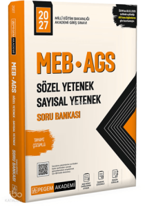 Pegem Akademi 2027 MEB AGS Soru Bankası Tamamı Çözümlü Sözel Yetenek Sayısal Yetenek