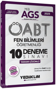 Yediiklim Yayınları 2025 MEB AGS ÖABT Fen Bilimleri Öğretmenliği Tamamı Çözümlü 10 Deneme Sınavı
