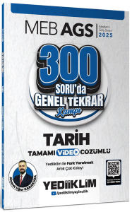 Yediiklim Yayınları 2025 MEB AGS Tarih 300 Soruda Tamamı Video Çözümlü Genel Tekrar Kampı