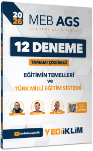 Yediiklim Yayınları 2026 MEB AGS Eğitimin Temelleri Ve Türk Milli Eğitim Sistemi Tamamı Çözümlü 12 Deneme