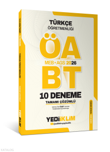 Yediiklim Yayınları AGS ÖABT Türkçe Öğretmenliği Tamamı Çözümlü 10 Deneme Sınavı