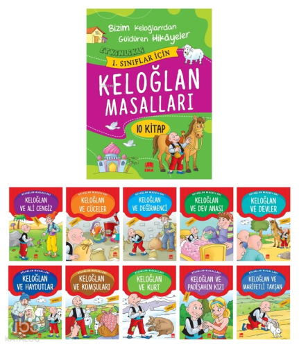 1 ve 2. Sınıflar İçin Keloğlan Masalları Renkli Resimli - 10 Kitap | b