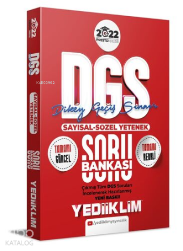 2022 DGS Prestij Serisi Sayısal-Sözel Yetenek Soru Bankası (4 Renk) | 
