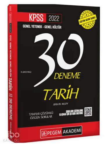 2022 KPSS Genel Yetenek - Genel Kültür Tarih 30 Deneme