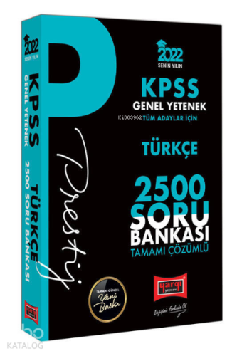 2022 KPSS Genel Yetenek Türkçe Prestij Seri Tamamı Çözümlü 2500 Soru B