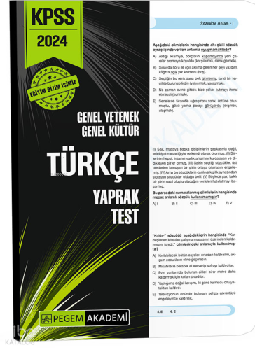 2024 KPSS Genel Yetenek Genel Kültür Türkçe Yaprak Test | benlikitap.c
