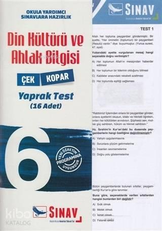 6. Sınıf Din Kültürü ve Ahlak Bilgisi Yaprak Test | benlikitap.com