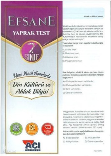 7. Sınıf Din Kültürü ve Ahlak Bilgisi Efsane Çek Kopart Yaprak Test Aç