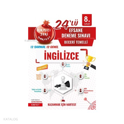 8. Sınıf Kırmızı Nar Efsane İngilizce 24 Deneme Sınavı (12 Sarmal + 12