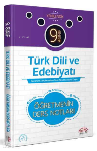 9. Sınıf Vip Türk Dili Ve Edebiyatı Öğretmenin Ders Notları | benlikit
