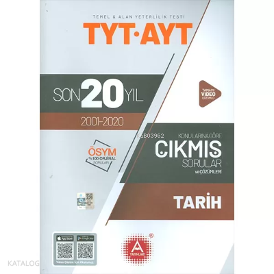 A Yayınları Tyt Ayt Tarih Son 20 Yıl Çıkm -2021 | benlikitap.com