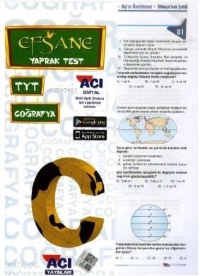Açı Yayınları TYT Coğrafya Efsane Çek Kopart Yaprak Test | benlikitap.