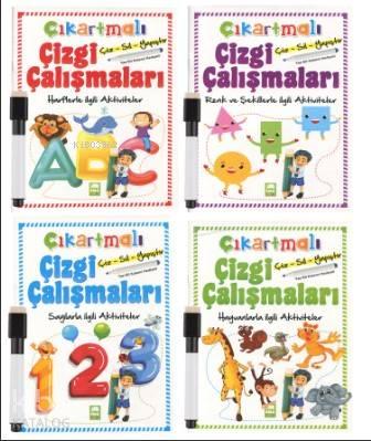 Çıkartmalı Çizgi Çalışmaları Seti Kalemli 4 Kitap | benlikitap.com
