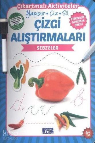 Çizgi Alıştırmaları - Sebzeler; Yapıştır - Çiz - Sil | benlikitap.com