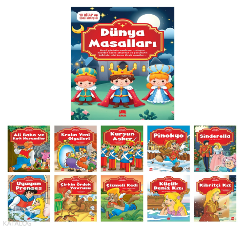 Dünya Masalları Seti (10 Kitap Takım - Küçük Boy); 1. ve 2. Sınıflar İçin Düz Yazılı