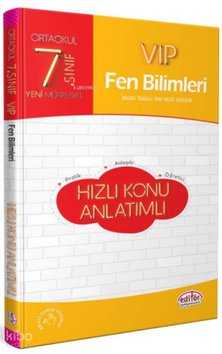 Editör 7.Sınıf Vıp Fen Bilimleri Hızlı Konu Anlatımlı | benlikitap.com