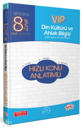 Editör 8.Sınıf Vıp Din Kültürü ve Ahlak Bilgisi Hızlı Kon | benlikitap