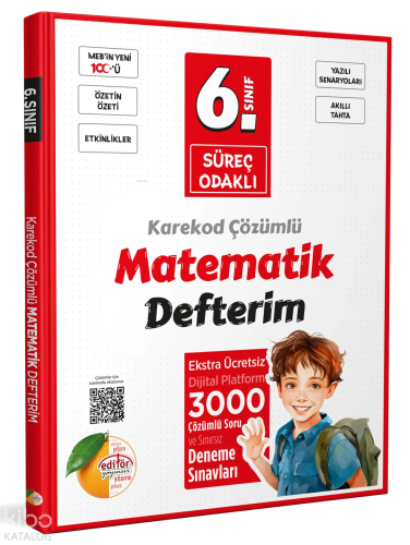 Editör Yayınevi 6. Sınıf Süreç Odaklı Matematik Defterim - Karekod Çöz