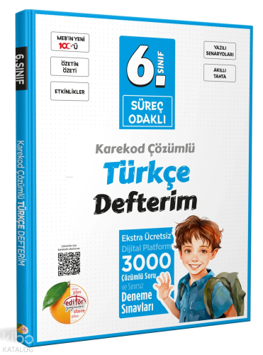 Editör Yayınevi 6. Sınıf Süreç Odaklı Türkçe Defterim - Karekod Çözüml