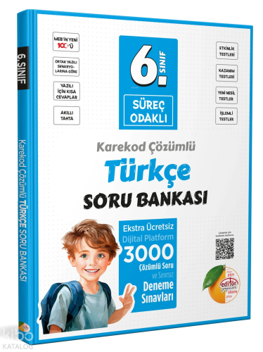 Editör Yayınevi 6. Sınıf Süreç Odaklı Türkçe Soru Bankası - Karekod Çö