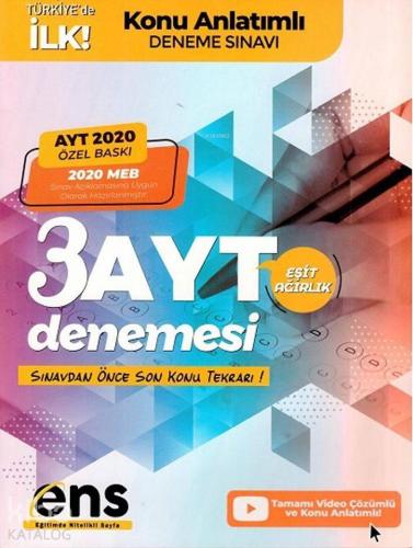 Ens Yayınları AYT Eşit Ağırlık Destek 3 lü 2020 Özel Konu Anlatımlı Deneme ENS 