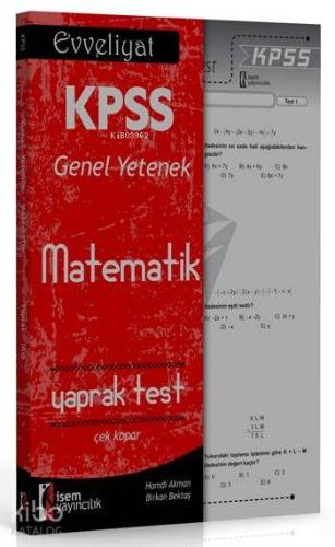 Evveliyat KPSS Genel Yetenek Matematik Çek Kopar Yaprak Test 2016