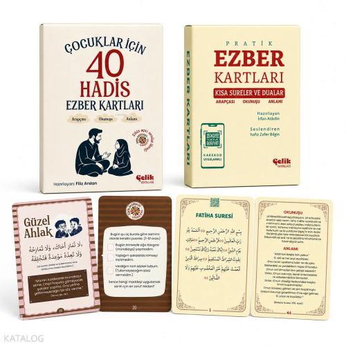 Ezber Kartları Seti;1 - Çocuklar İçin 40 Hadis - 2 - Kısa Sureler ve D
