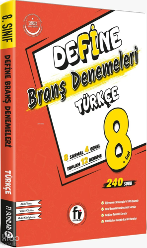 Fi Yayınları 8. Sınıf LGS Define Türkçe Branş Denemeleri | benlikitap.