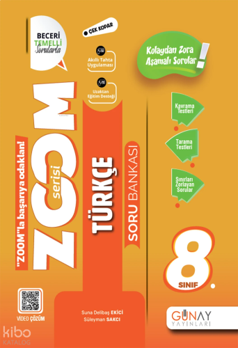 Günay Yayıncılık 8.Sınıf Zoom Serisi Türkçe Soru Bankası | benlikitap.
