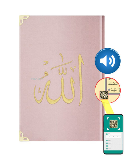 Hafız Boy Kadife Kur'an-ı Kerim; (Pudra Pembe, Nakışlı, Yaldızlı, Mühürlü)