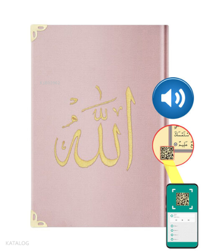 Hafız Boy Kadife Kur'an-ı Kerim; (Pudra Pembe, Nakışlı, Yaldızlı, Mühürlü)