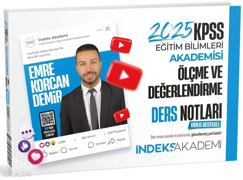 İndeks Akademi 2025 KPSS Eğitim Bilimleri Ölçme ve Değerlendirme Video Ders Notları