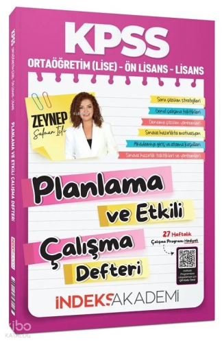 İndeks Akademi KPSS Planlama ve Etkili Çalışma Defteri | benlikitap.co