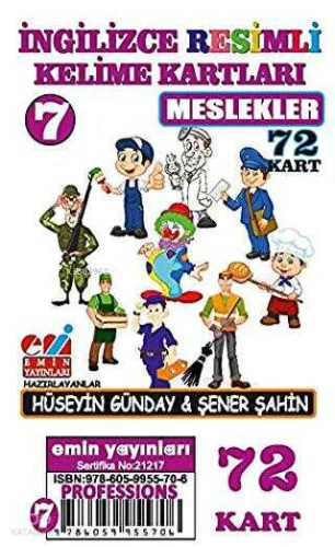 İngilizce 07.Meslekler / Resimli Kelime Kartları 72-Kart | benlikitap.