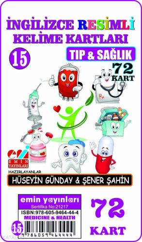 İngilizce 15.Tıp ve Sağlık / Resimli Kelime Kartları 72-Kart | benliki