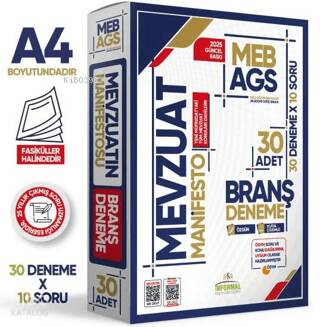 Karakutu Yayınları 2025 MEB AGS Mevzuat Manifesto Branş Deneme Paketi 30lu Fasikül Seti Özgün Dijital Çözümlü