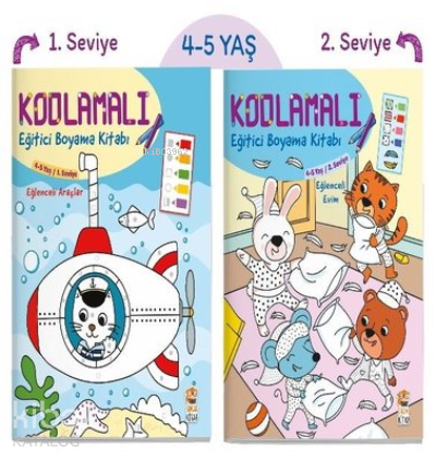 Kodlamalı Eğitici Boyama Seti-4-5 Yaş 1.2.Seviye-2 Kitap Takım