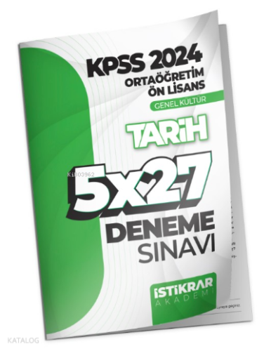 KPSS 2024 Ortaöğretim-Ön Lisans Genel Kültür Tarih 5x27 Deneme Sınav |