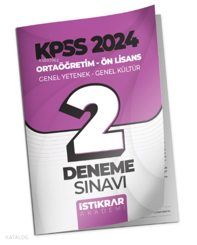 KPSS 2024 Ortaöğretim-Ön Lisans Genel Yetenek - Genel Kültür 2 Deneme 