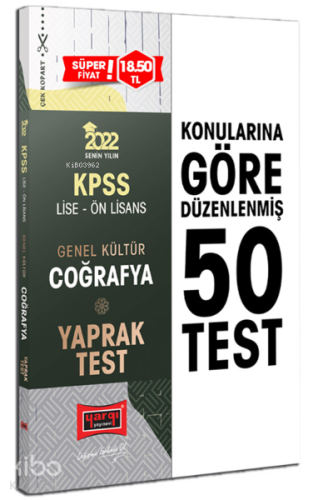 KPSS Lise Ön Lisans Genel Kültür Coğrafya Yaprak Test | benlikitap.com