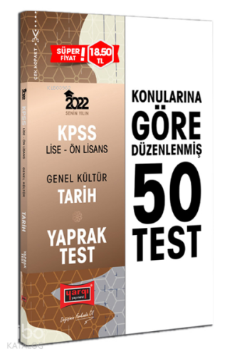KPSS Lise Ön Lisans GK Tarih Yaprak Test | benlikitap.com