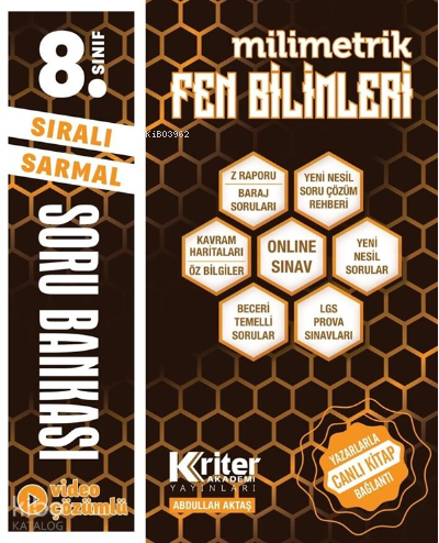 Kriter Akademi Yayınları 8. Sınıf Fen Bilimleri Milimetrik Soru Bankası
